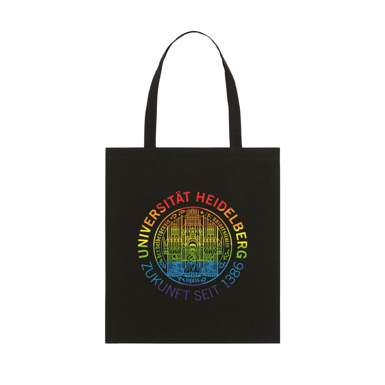 Organic Tote Bag, black, rainbow